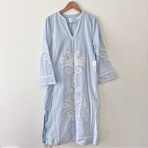 J. Marie Light Blue Embroidered Kaftan Dress Sz S NWT